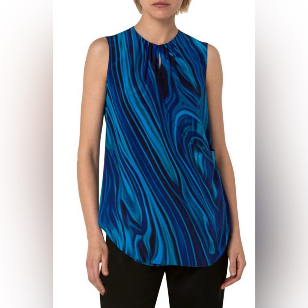 AKRIS PUNTO Silk Swirl Sleeveless Top